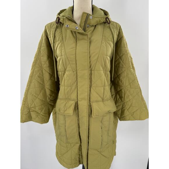 Madewell Green Quilted Norris Poncho Puffer Coat Parka Oversized Jacket XS S M - Picture 1 of 7